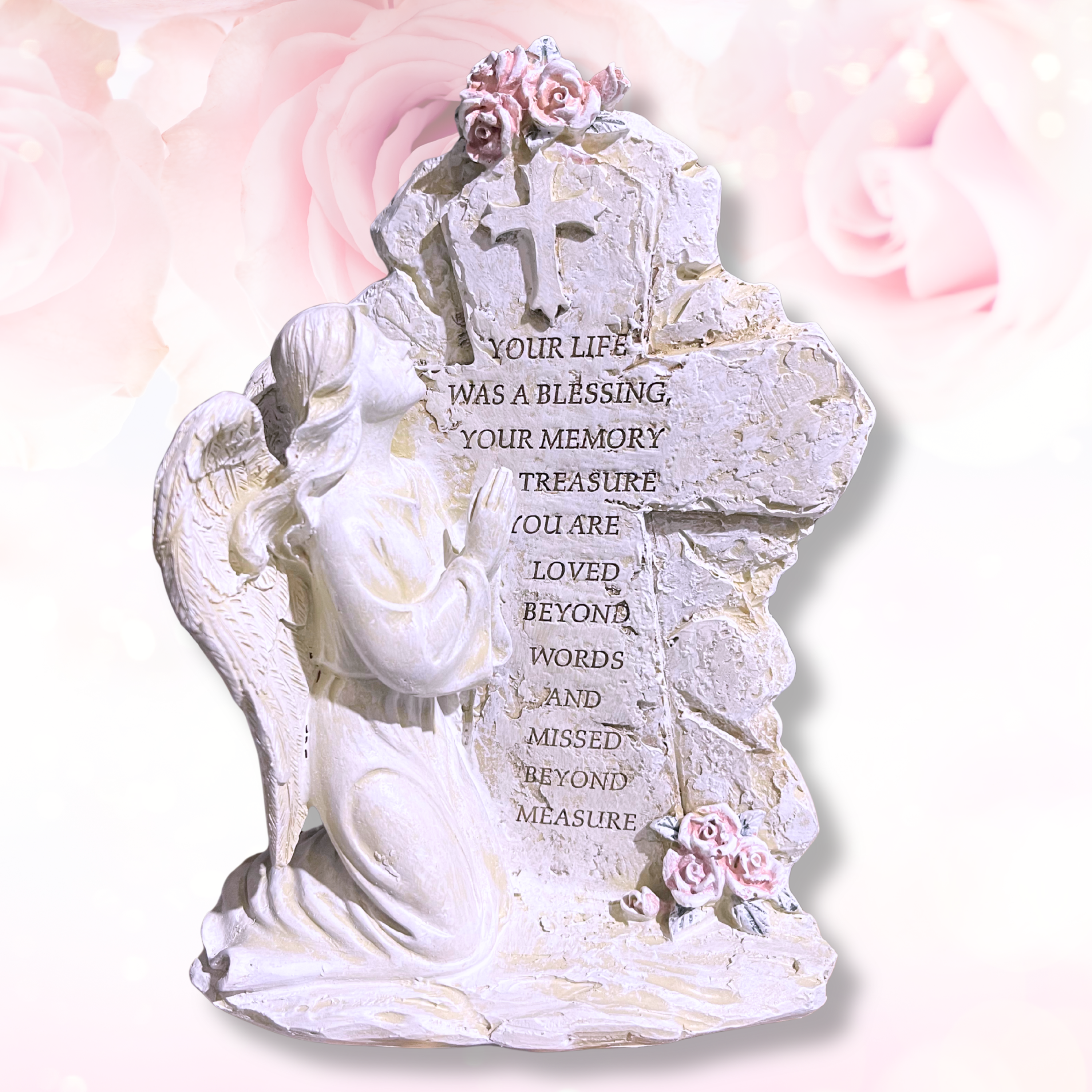 Kneeling Angel Memorial Plaque | Inspirational Angel Statue