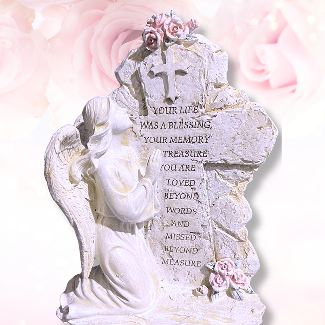 Kneeling Angel Memorial Plaque | Inspirational Angel Statue