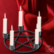 Black Pentagram Taper Candle Holder | Iron Altar Candle Holder