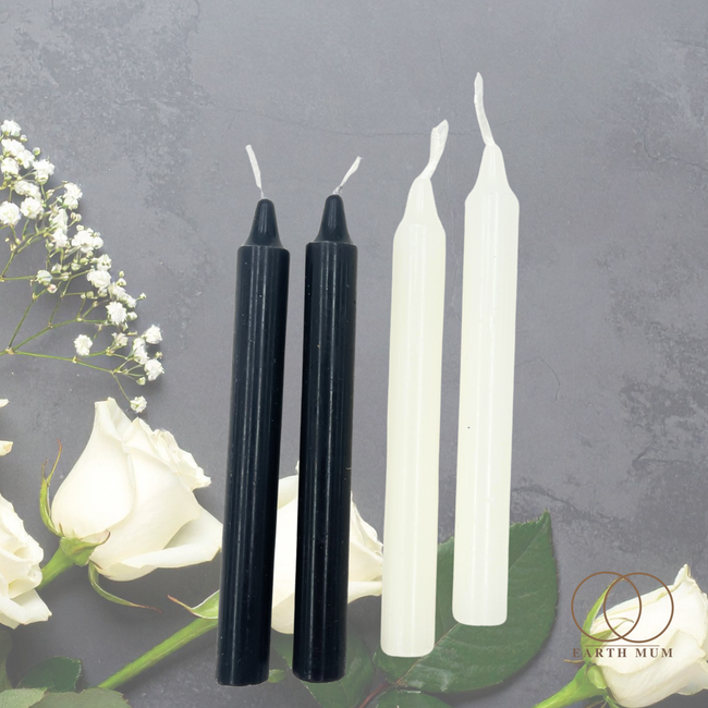 Black & White Mini Spell Candles – 4 Pack
