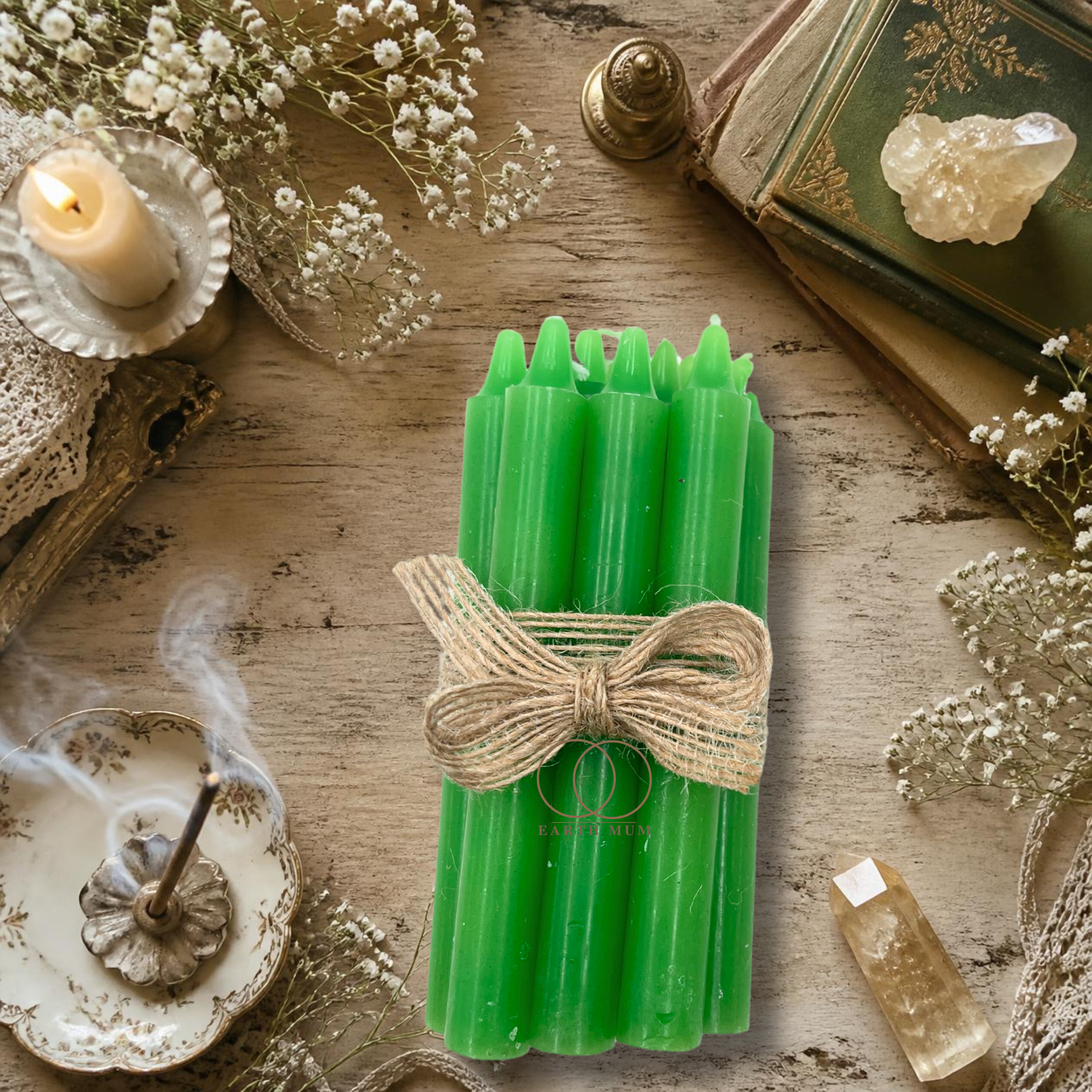 Green Mini Spell Candles – 10 Pack