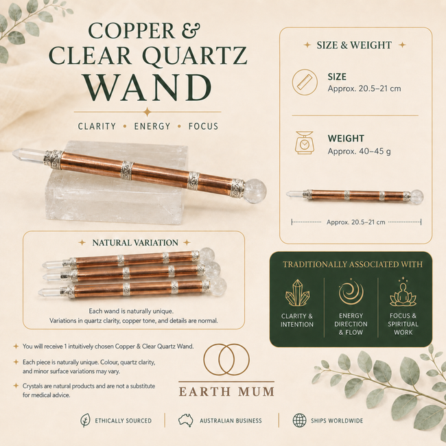 Copper and Clear Quartz Wand