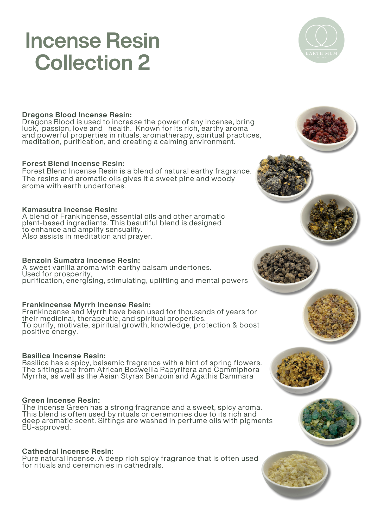 Incense Resin Sampler Pack #2 | 8 Traditional Resin Blends – 14g Each