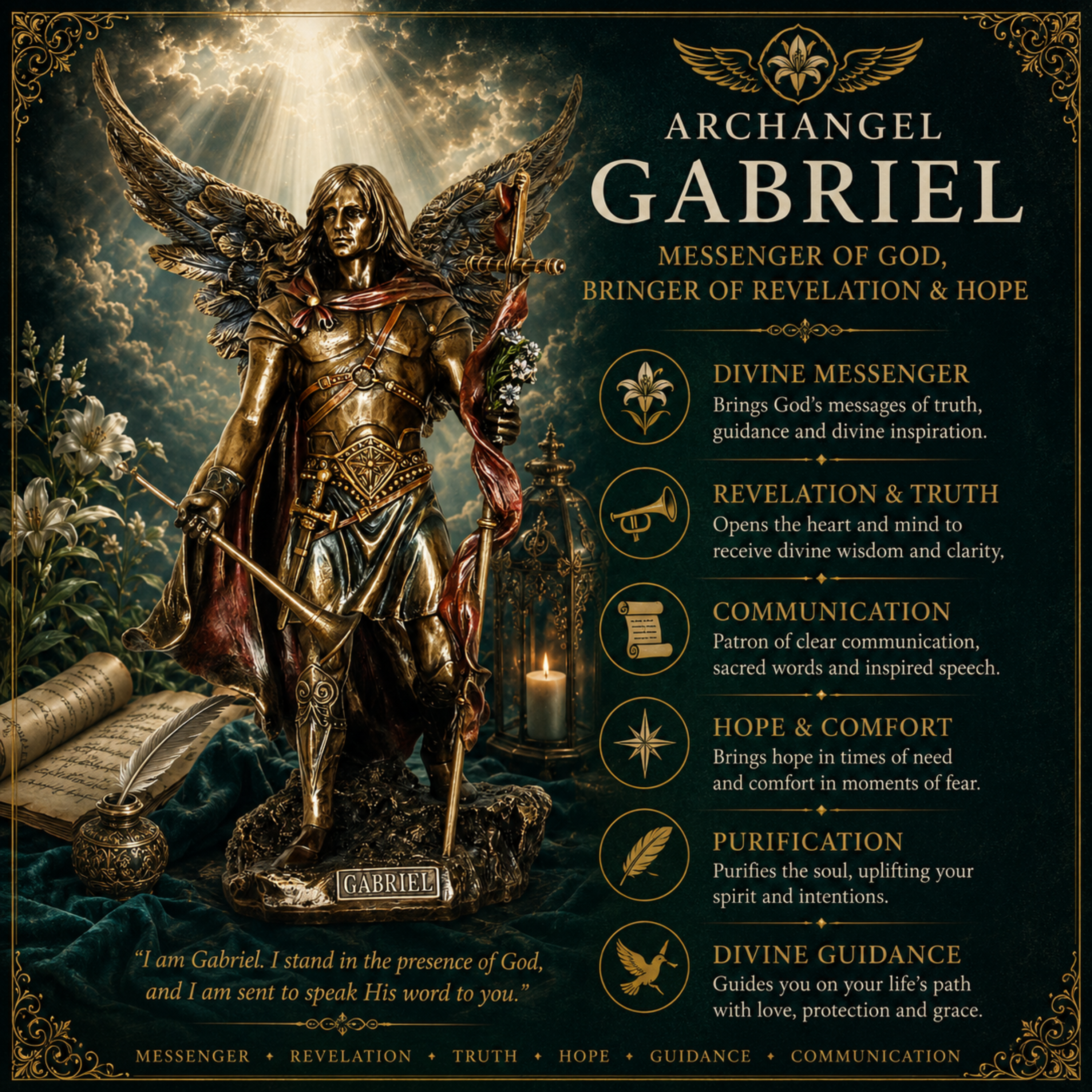Archangel Gabriel Statue by Veronese | Cold Cast Bronze