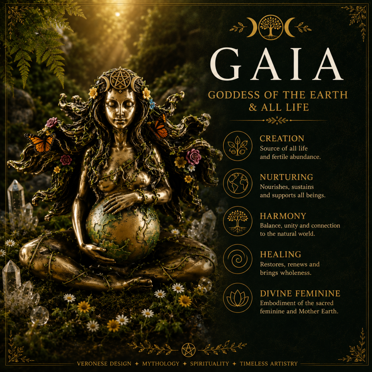 Gaia Goddess of the Earth Statue by Veronese | Cold Cast Bronze