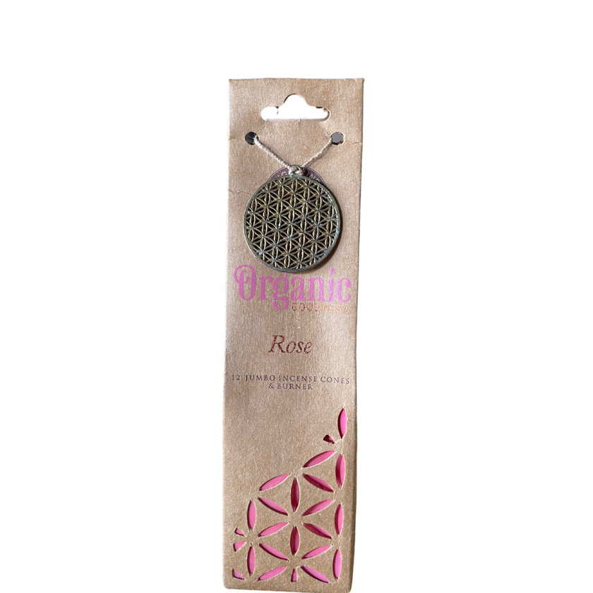 Rose Incense Cones - Organic Goodness - 12 Jumbo Cones