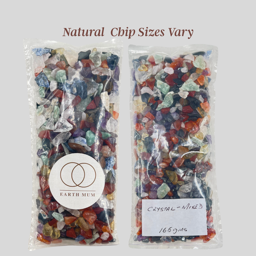 Mixed Natural Gemstone Chips – 165g Raw Brazilian Crystal Mix