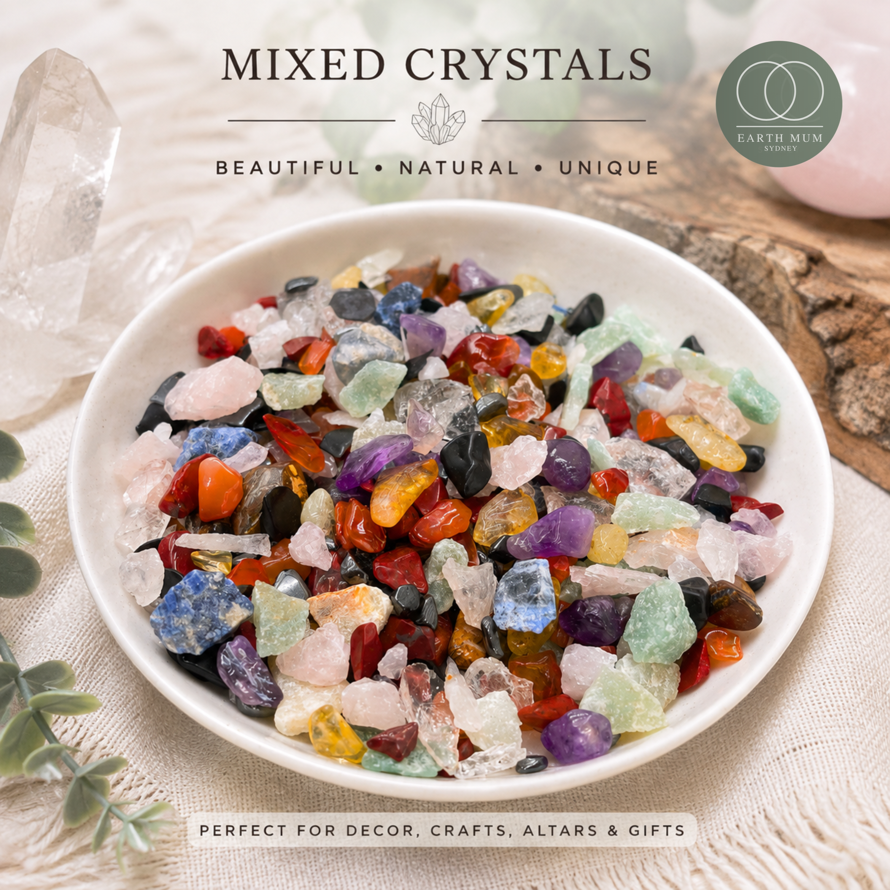 Mixed Natural Gemstone Chips – 165g Raw Brazilian Crystal Mix