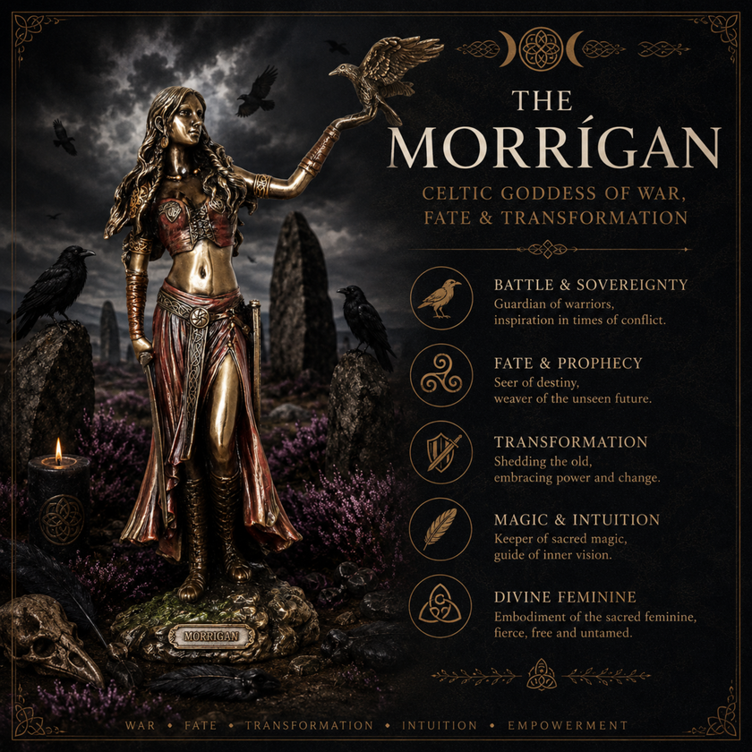 Morrígan Celtic Goddess of War, Fate & Sovereignty Statue by Veronese | Cold Cast Bronze