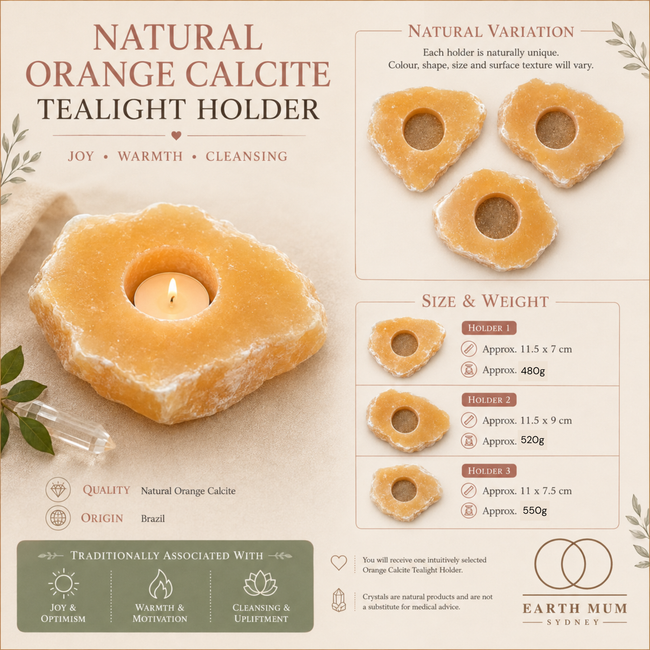 Orange Calcite Tealight Holder – Brazil