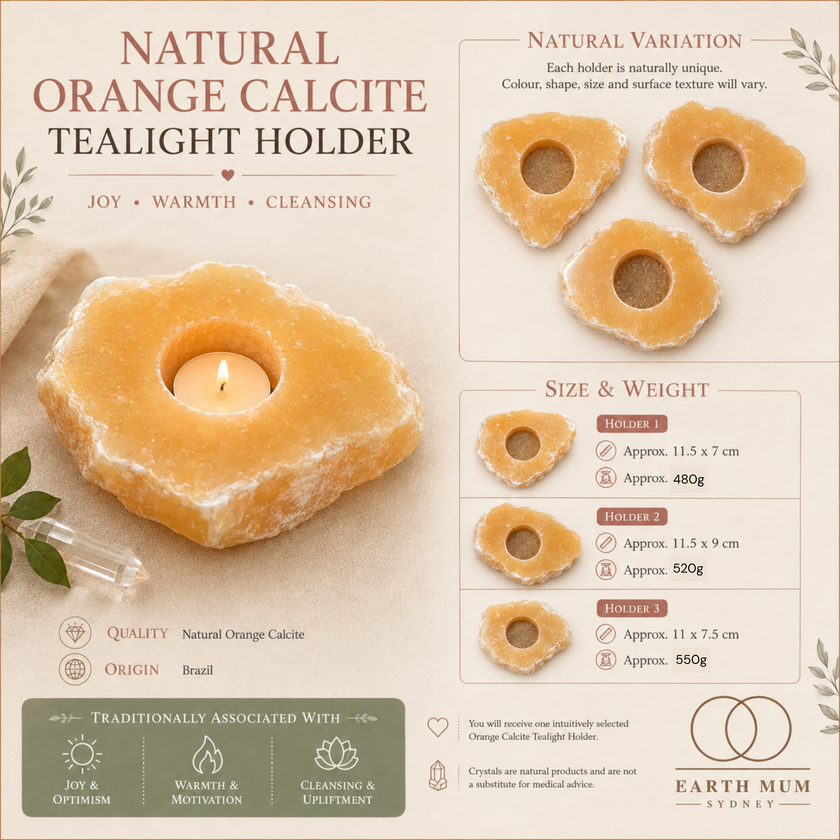 Orange Calcite Tealight Holder – Brazil