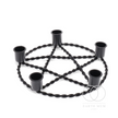 Black Pentagram Taper Candle Holder | Iron Altar Candle Holder