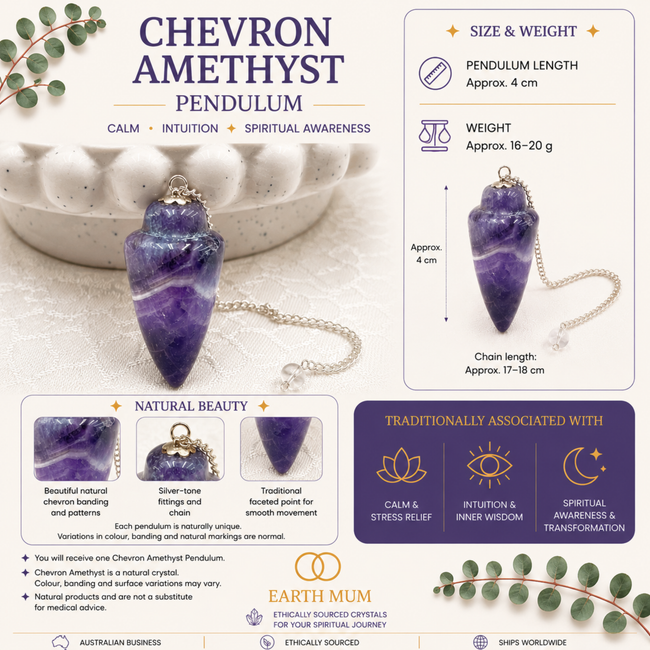 Chevron Amethyst Traditional Point Pendulum