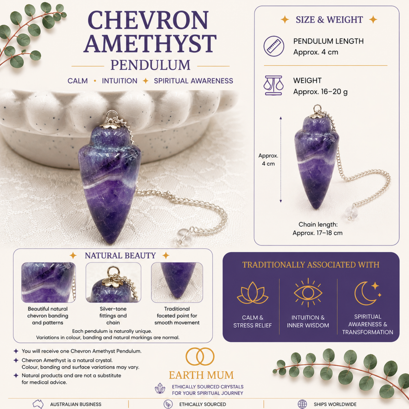 Chevron Amethyst Traditional Point Pendulum