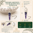 Chevron Amethyst + Clear Quartz Ball Pendulum – Large