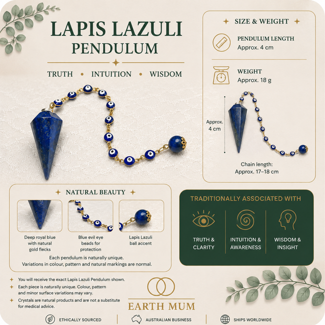 Lapis Lazuli Pendulum with Evil Eye Chain