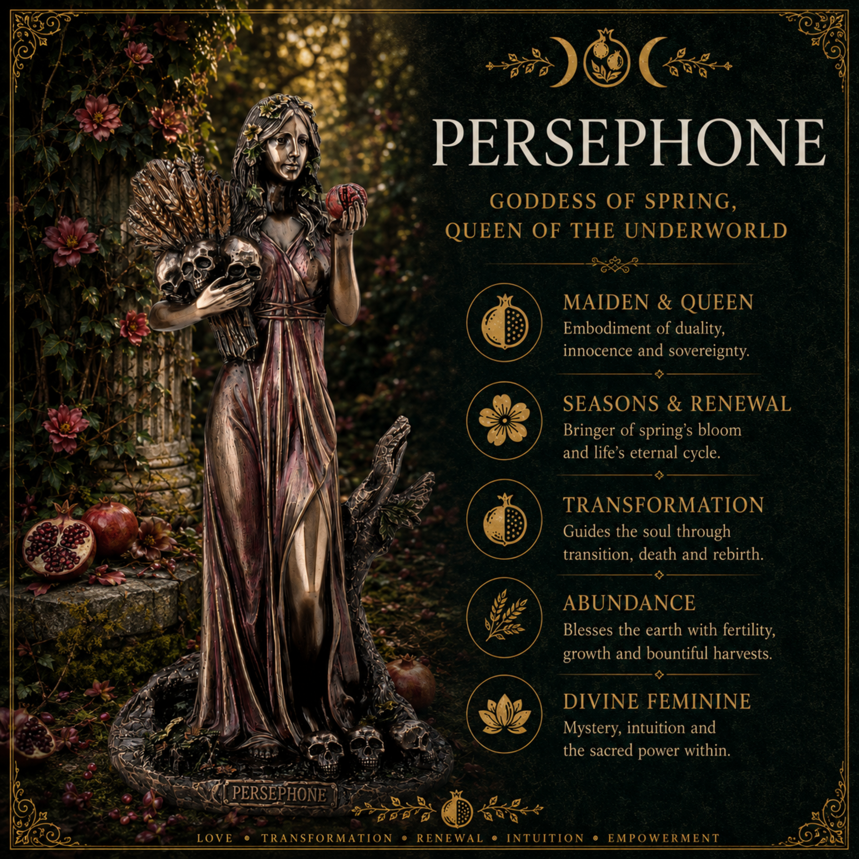 Persephone Goddess of Spring & the Underworld Statue by Veronese | Cold Cast Bronze