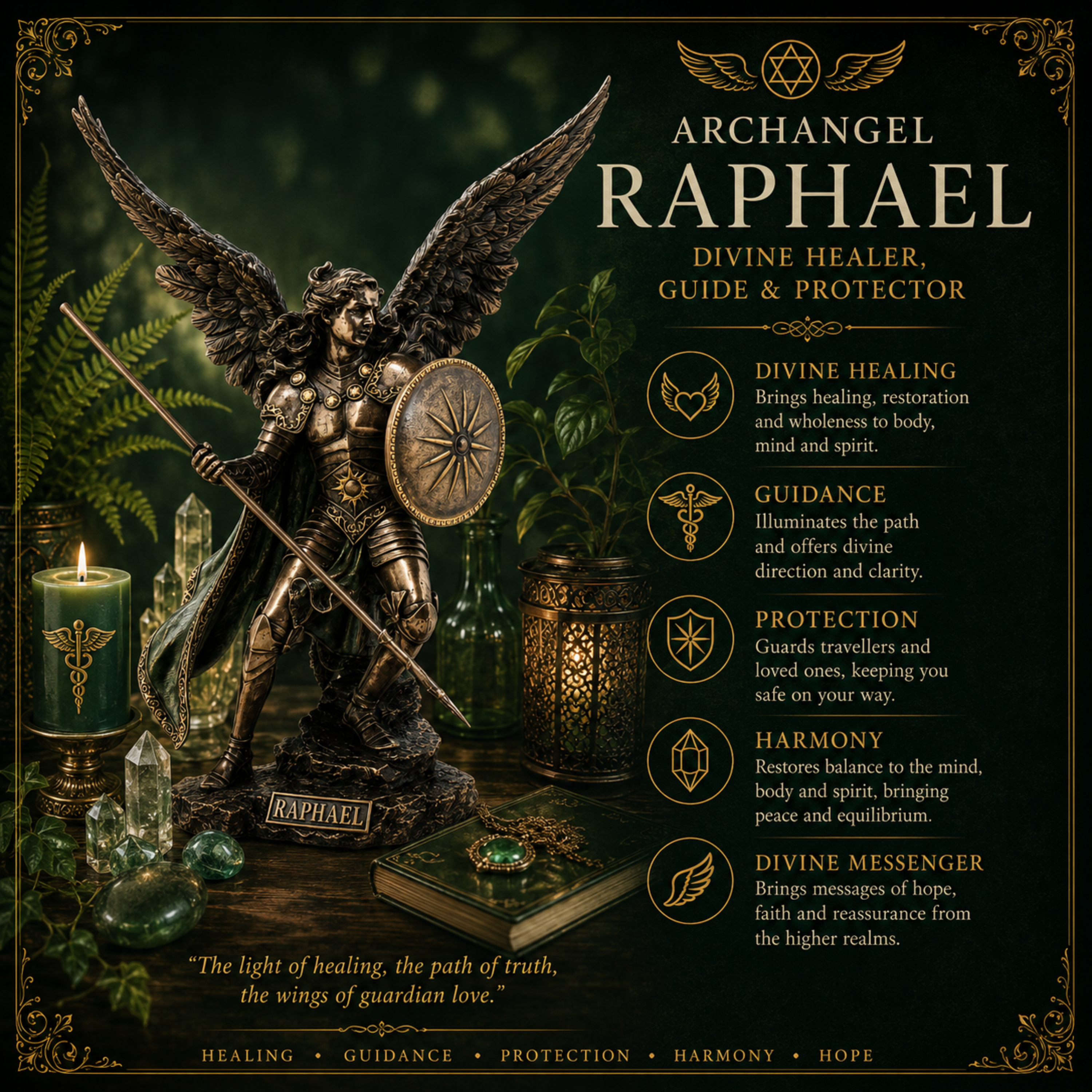 Archangel Raphael Statue by Veronese | Cold Cast Bronze