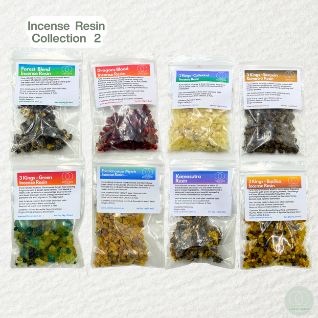 Incense Resin Sampler Pack #2 | 8 Traditional Resin Blends – 14g Each