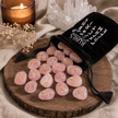 Rose Quartz Rune Set | 25 Piece Elder Futhark Divination Stones with Pouch