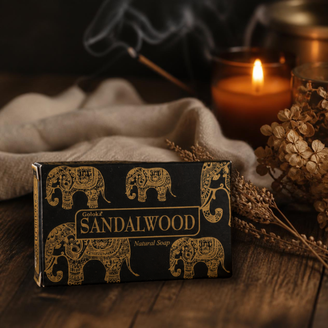 Goloka Sandalwood Natural Soap | Warm Woody Scent – 75g