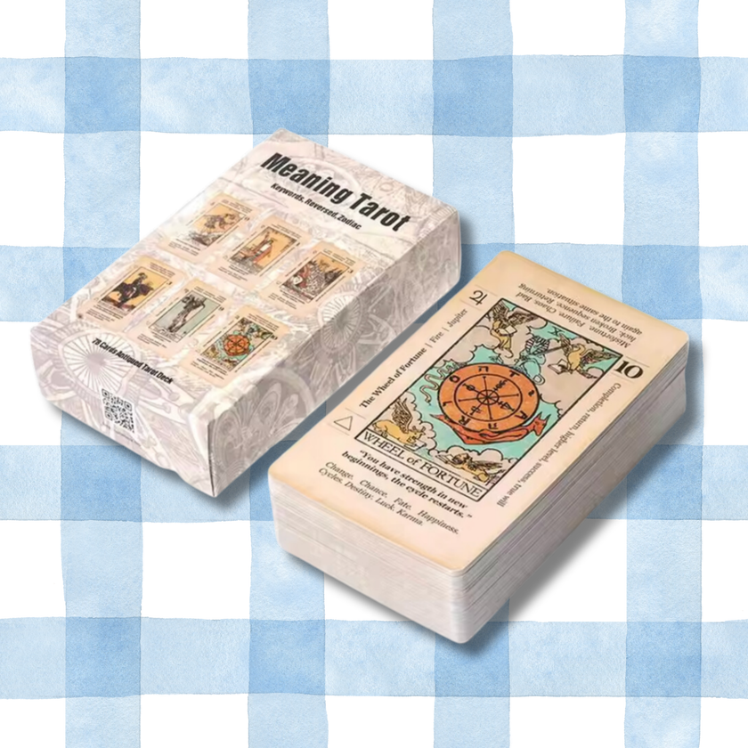 Beginner’s Meaning Tarot Deck – Rider Waite with Keywords & Velvet Pouch