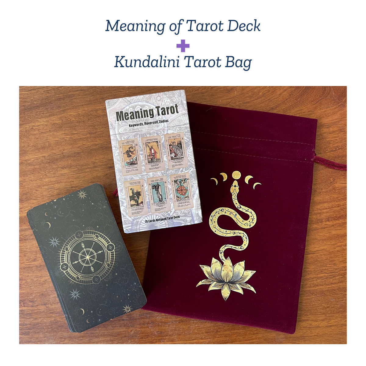 Beginner’s Meaning Tarot Deck – Rider Waite with Keywords & Velvet Pouch
