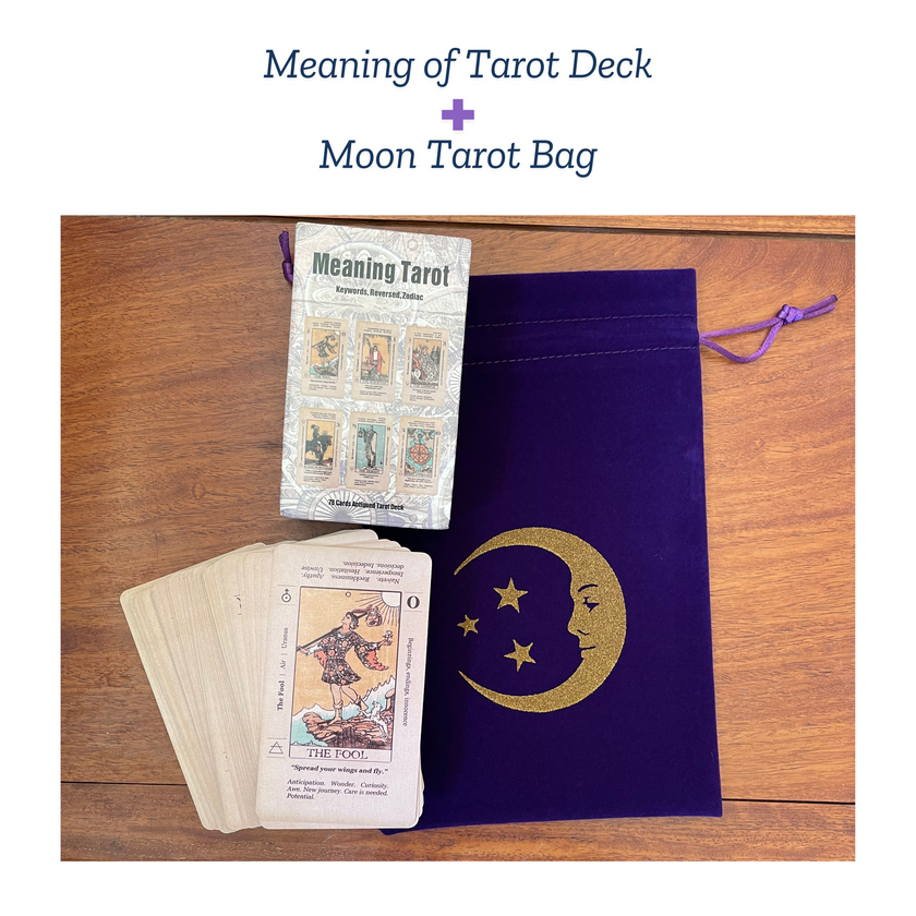 Beginner’s Meaning Tarot Deck – Rider Waite with Keywords & Velvet Pouch