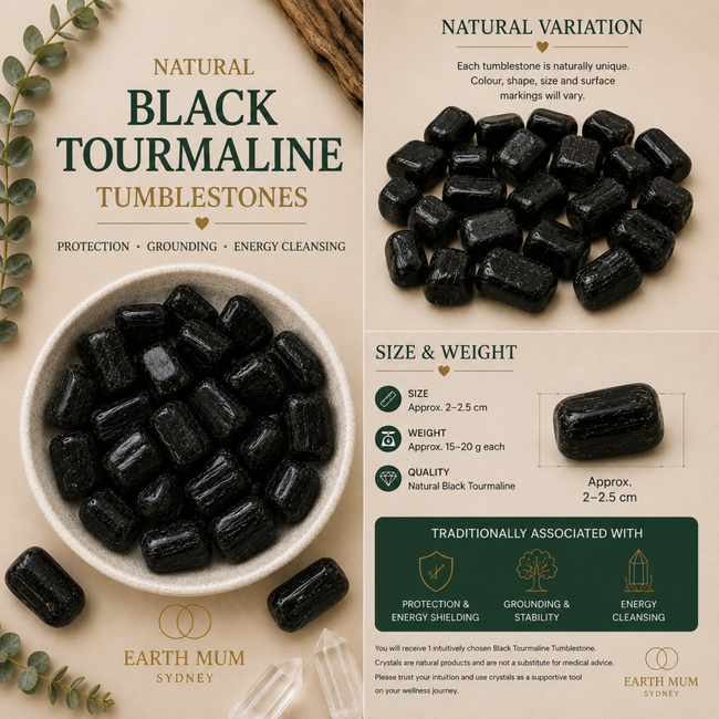 Black Tourmaline Tumblestone – Protection, Grounding & Energy Cleansing