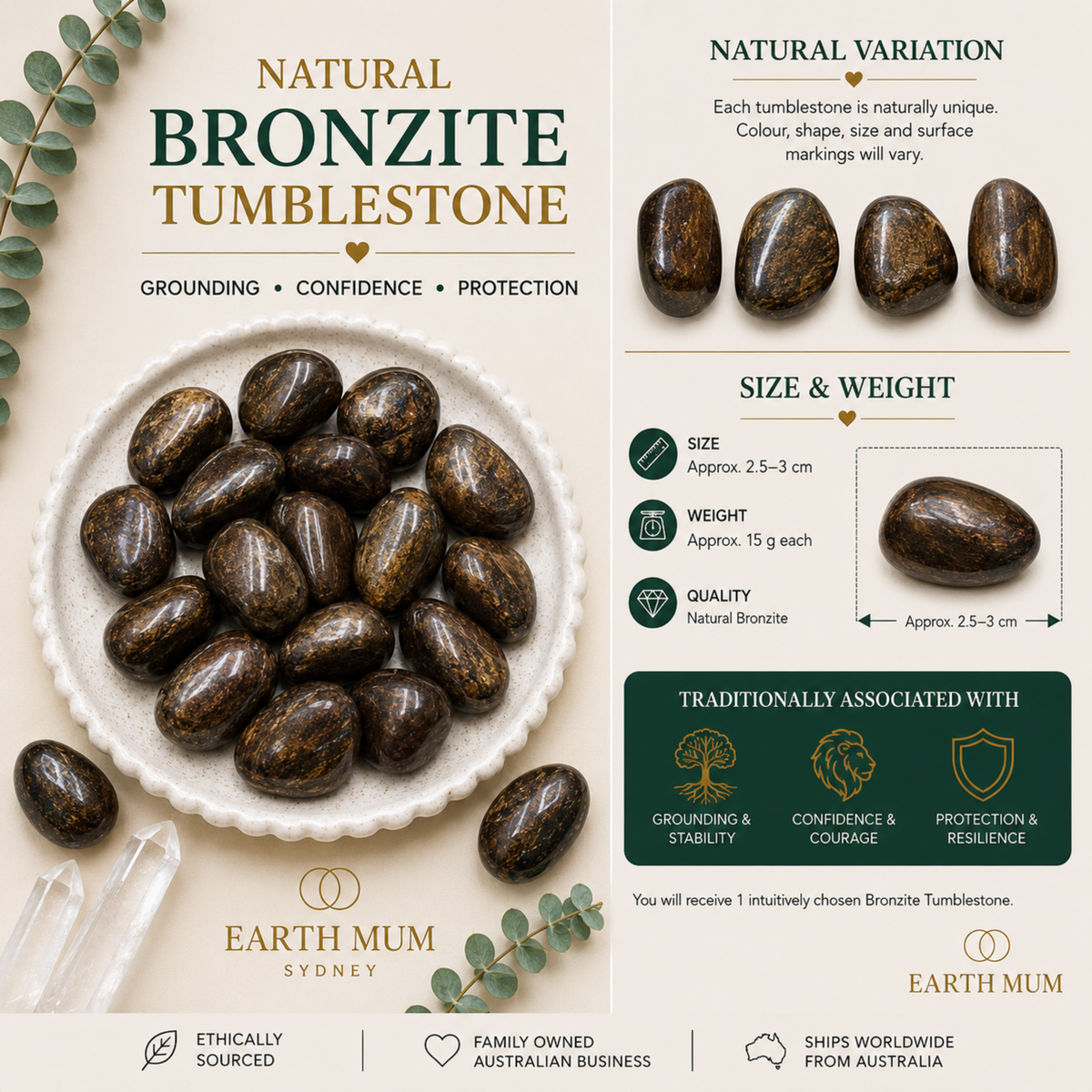 Bronzite Tumblestone | Polished Crystal | Earth Mum