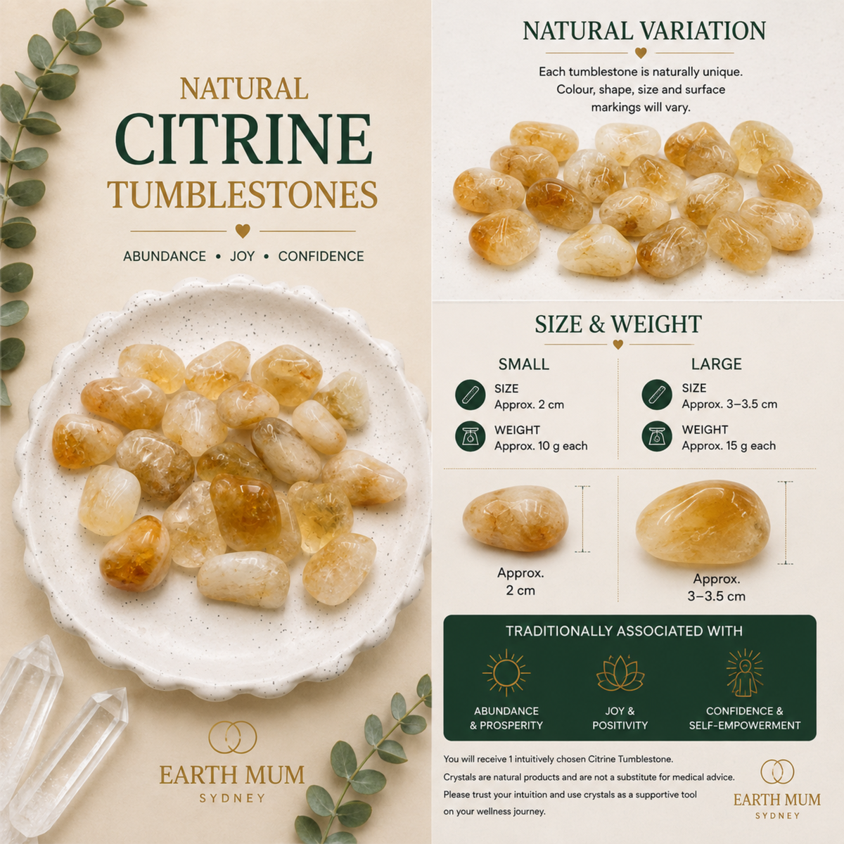 Citrine Tumblestone – Natural Crystal