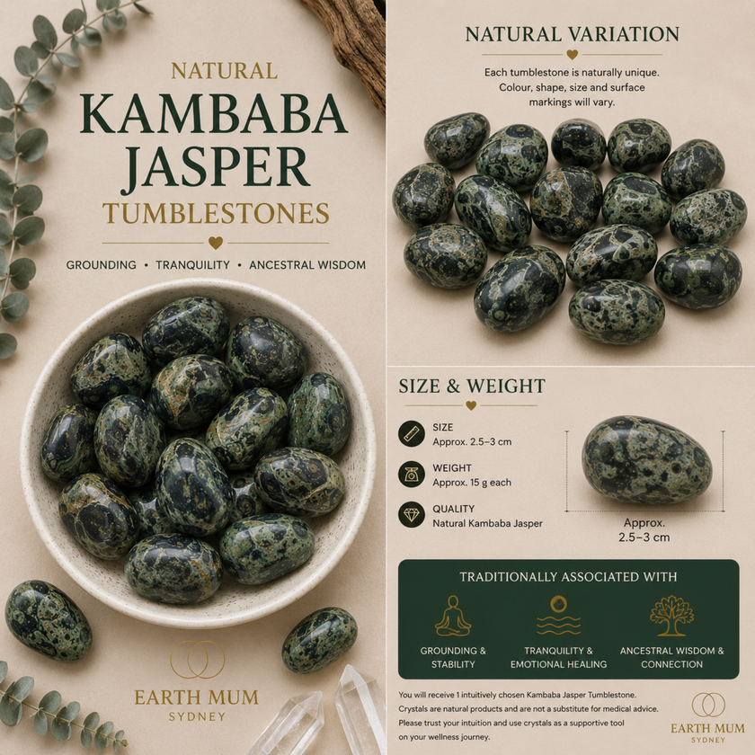 Kambaba Jasper Tumblestone – Grounding, Tranquillity & Connection