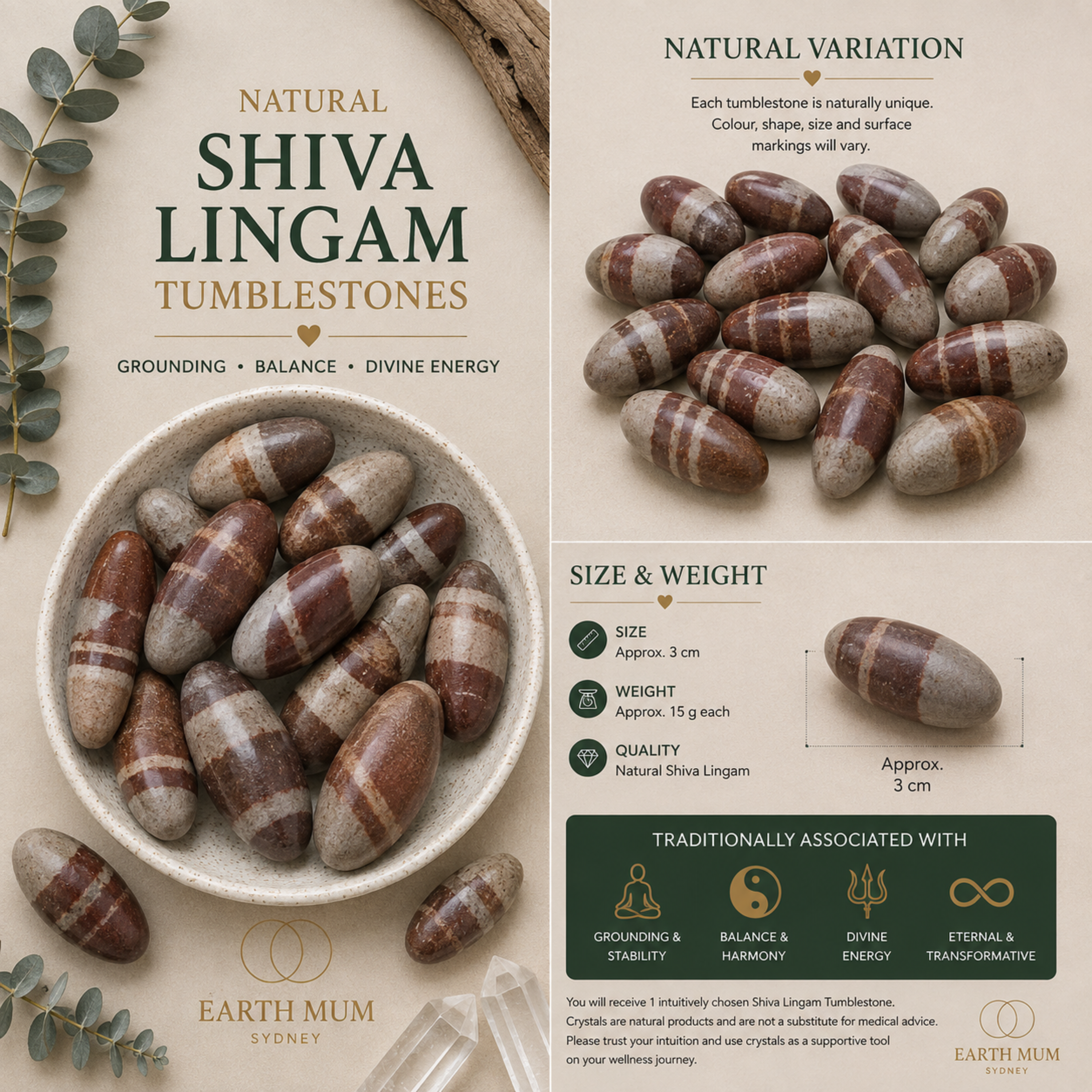 Shiva Lingam Tumblestone – Grounding, Balance & Divine Energy