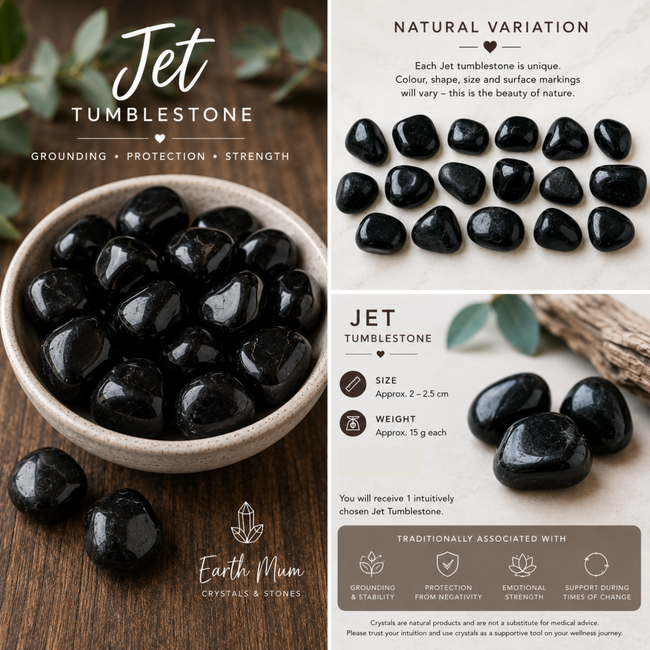 Jet Tumblestone – Grounding, Protection & Strength