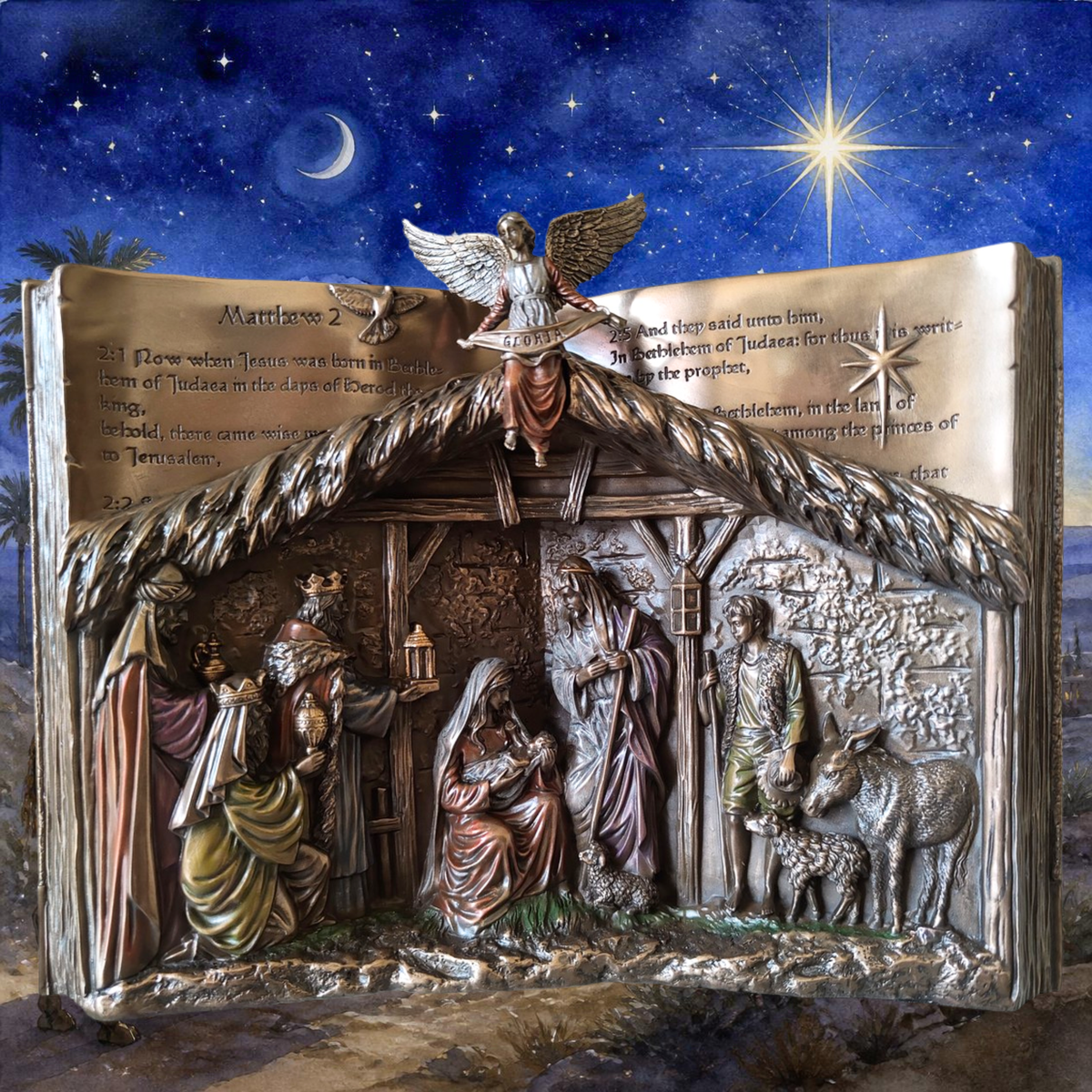 Nativity Bible Sculpture by Veronese | Cold Cast Bronze