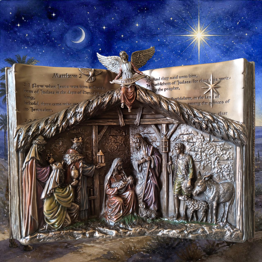 Nativity Bible Sculpture by Veronese | Cold Cast Bronze