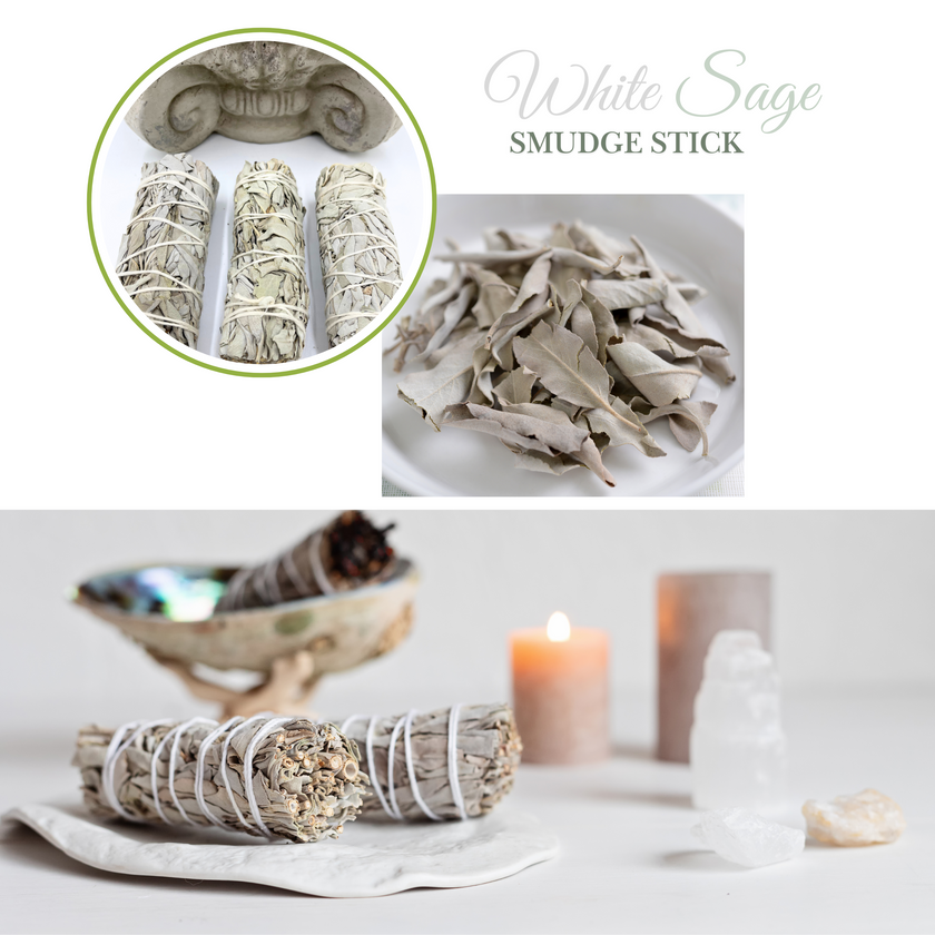 White Sage Smudge Sticks, Cleansing Wand for Yoga & Meditation, 10-12cm