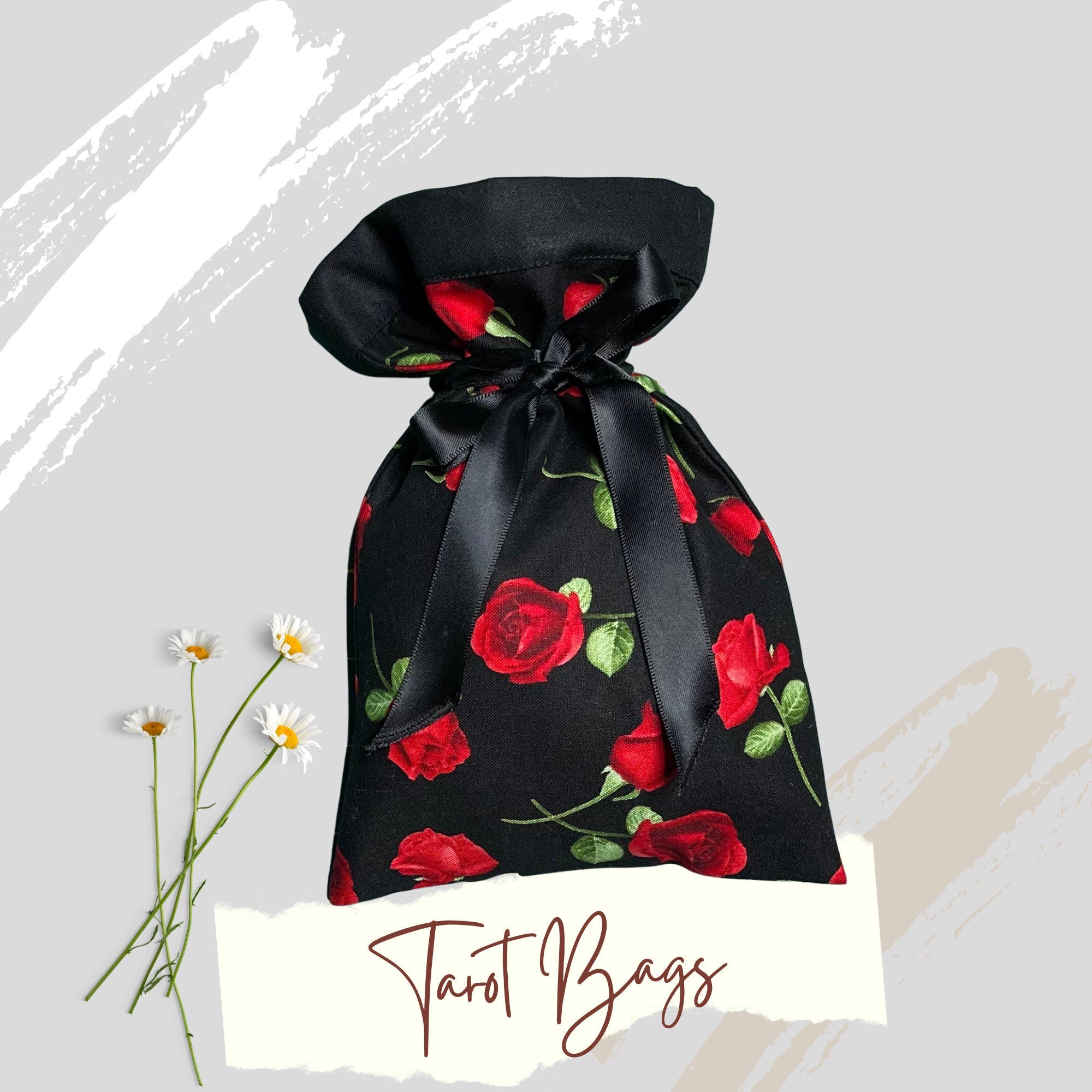 Black Red Roses Tarot Bag Oracle Pouch Roses