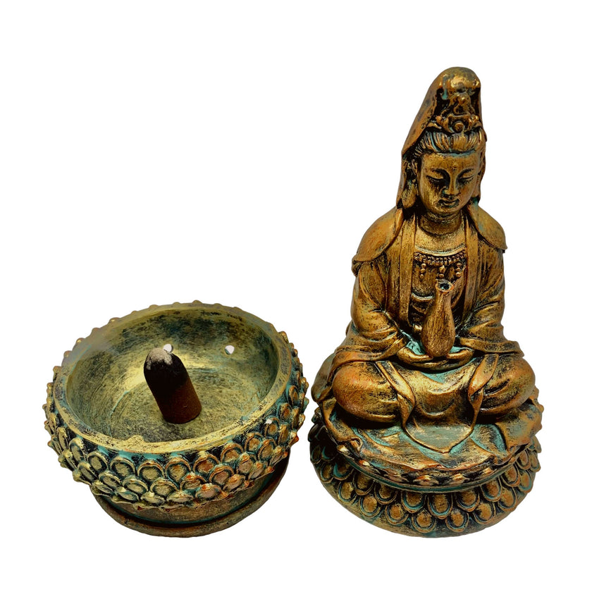 Incense Burner - Kwan Yin Incense Burner, Incense holder, Smoking Cone Yoga Meditation Home Decor Fragrance
