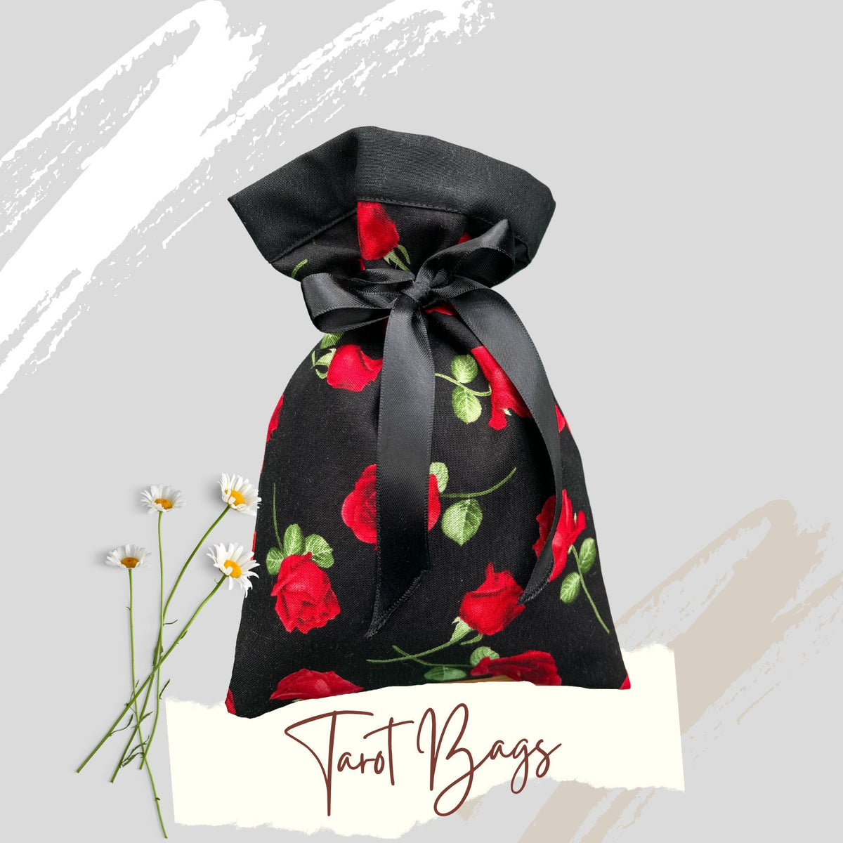 Black Red Roses Tarot Bag Oracle Pouch Roses