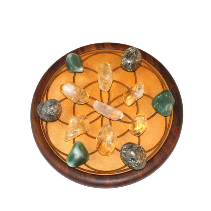 Prosperity Crystal Grid, Manifesting, Abundance, Success, Reiki Wood Grid
