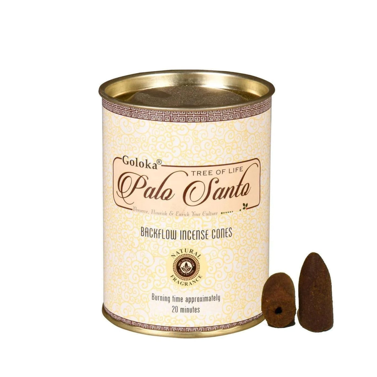 Backflow Incense Cones Palo Santo by Goloka, 24 cones for smudging, meditation, cleansing