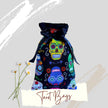 Skulls Tarot Bag Oracle Pouch Candy Skulls Black 100% Cotton fabric Satin Ribbon Day of the Dead