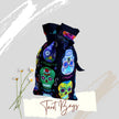 Skulls Tarot Bag Oracle Pouch Candy Skulls Black 100% Cotton fabric Satin Ribbon Day of the Dead