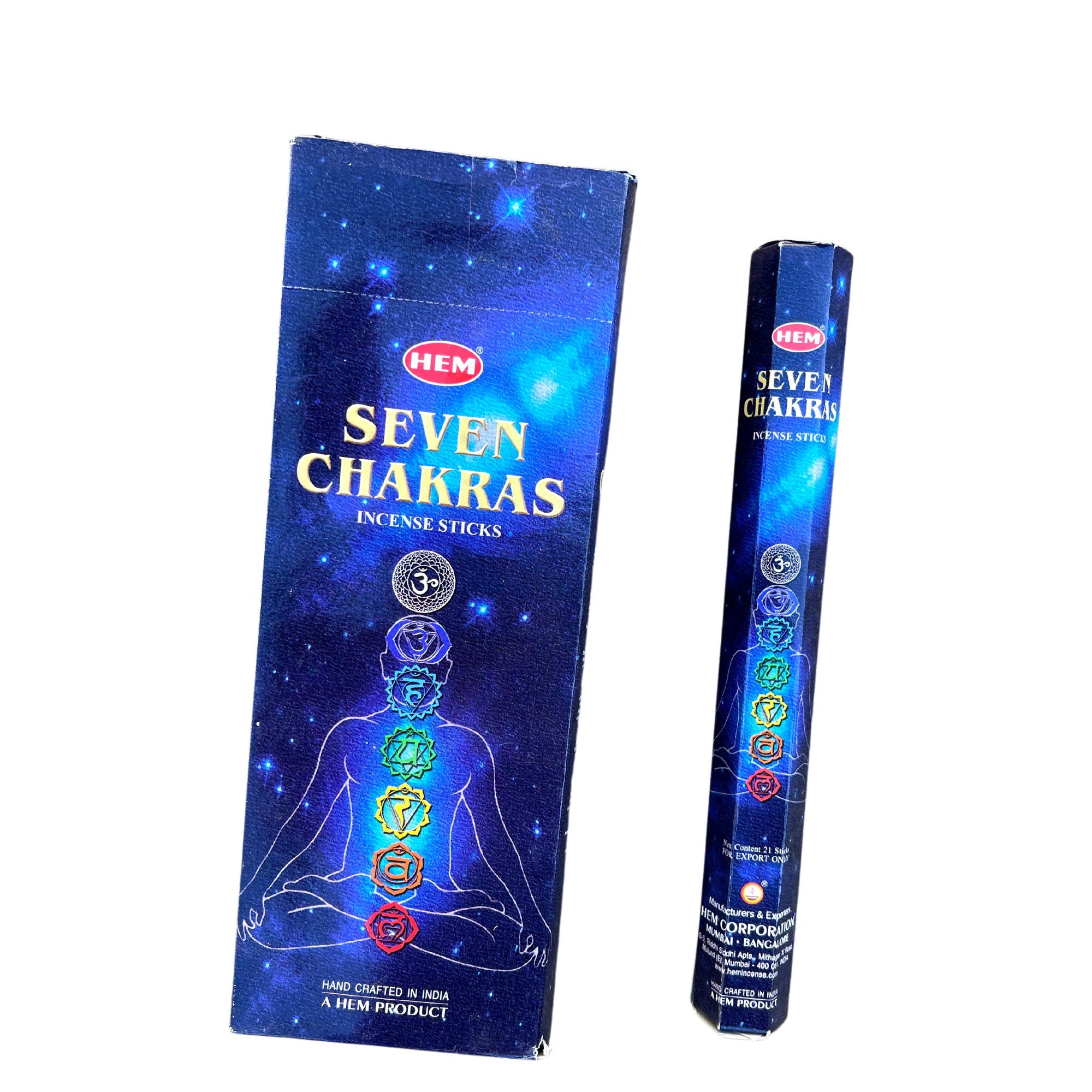 Seven Chakras Incense Sticks, by Hem for meditation, smudging, cleansing