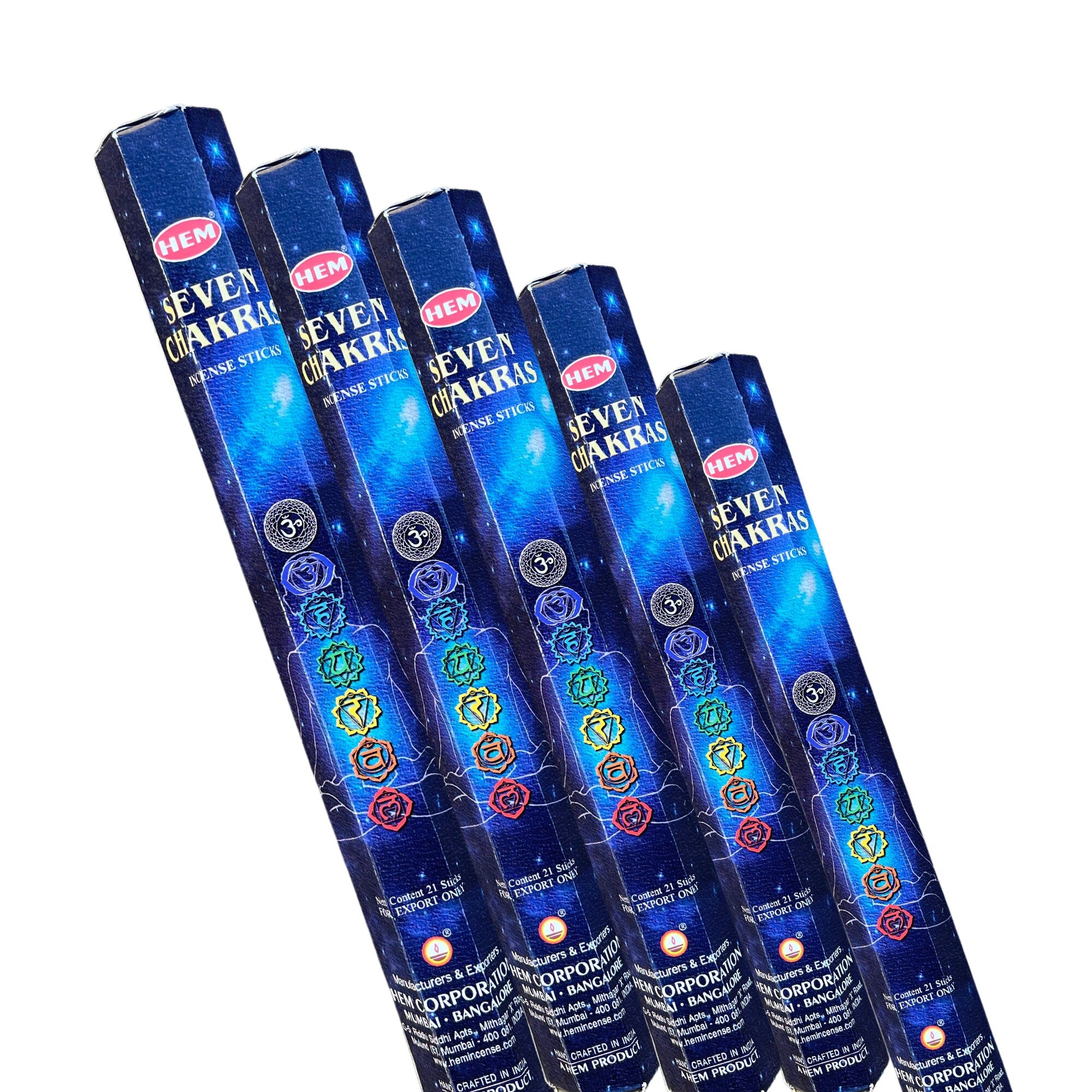 Seven Chakras Incense Sticks, by Hem for meditation, smudging, cleansing