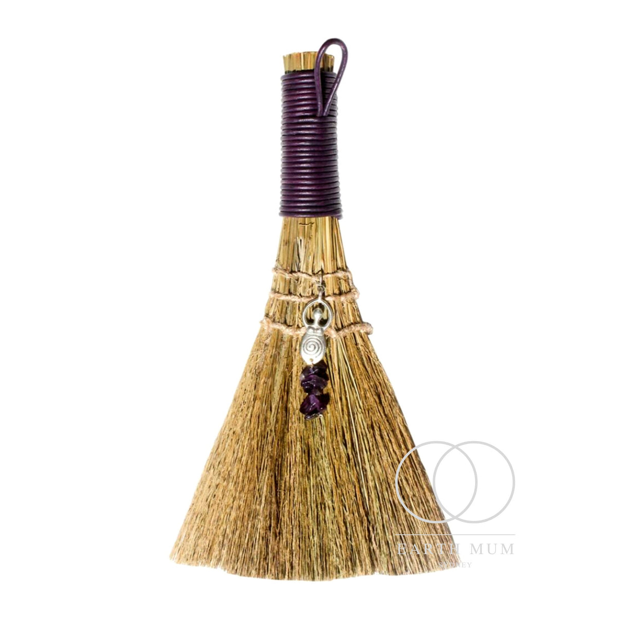Witches Broomstick, Spiral Goddess Amethyst Besom, Wicca Pagan Crystal Altar Tools witchcraft Protection and Spells