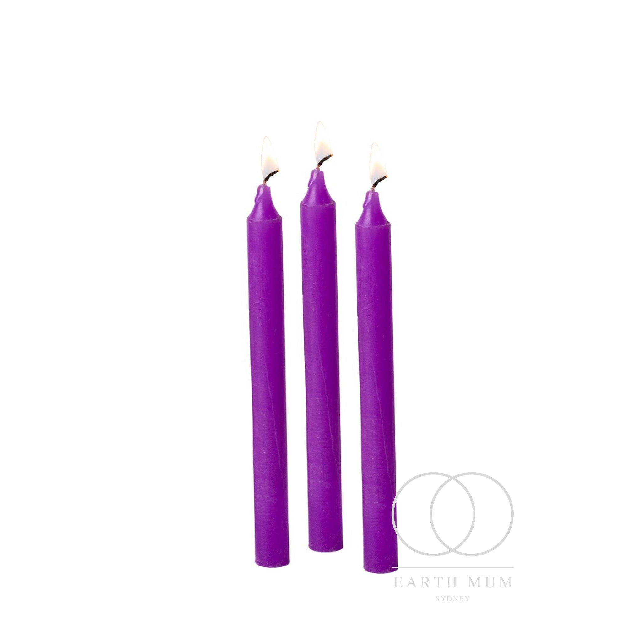 Purple Candle, 19cm x 1.7cm, Pillar candles Gothic Spell-work Altar Wicca Ritual Halloween