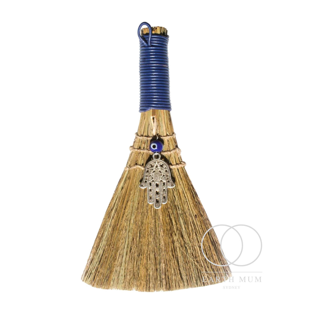 Witches Broom, Besom Broom, Hamsa Hand with Evil eye, Wiccan, Pagan, Altar Tools