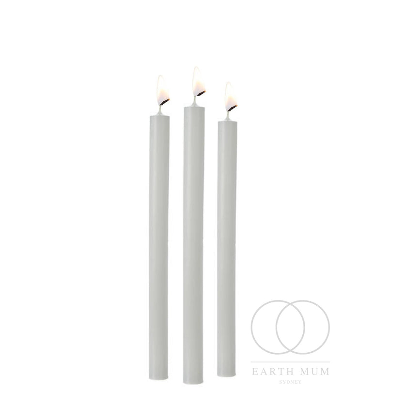 White Candle, 19cm x 1.7cm, Unscented Pillar candles Gothic Spell-work Altar Wicca Ritual Halloween